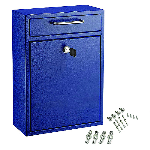 AdirOffice Large Ultimate Secure Drop Box Wall Mounted Mail Box, 11.2 x 4.7 x 16.2, Blue (I63104BLU)