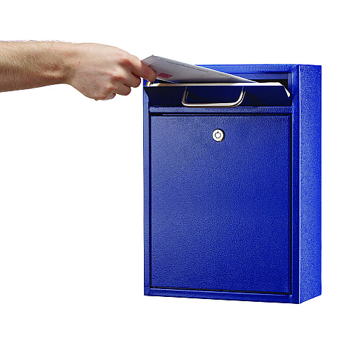 AdirOffice Large Ultimate Secure Drop Box Wall Mounted Mail Box, 11.2 x 4.7 x 16.2, Blue (I63104BLU)