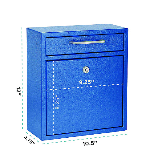 AdirOffice Medium Ultimate Wall Mounted Mail Box, 10.4 x 4.5 x 12, Blue (I63105BLU)