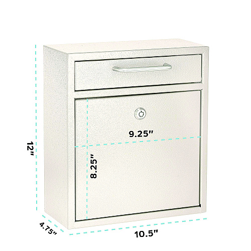 AdirOffice Medium Ultimate Wall Mounted Mail Box, 10.4 x 4.5 x 12, White (I63105WHI)