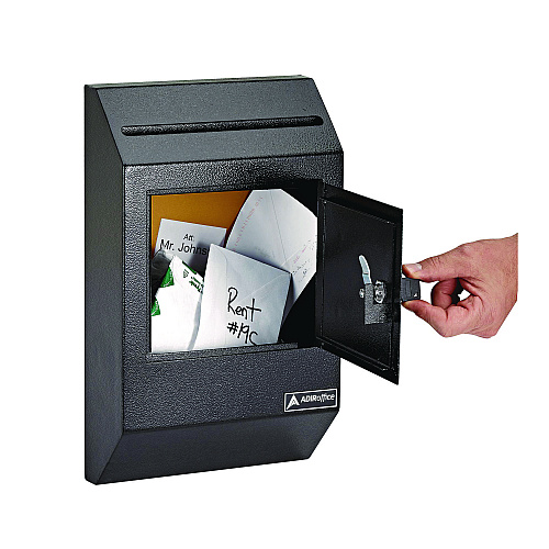 AdirOffice Heavy-Duty Weatherproof Secured Secure Drop Box, 10 x 4 x 16.3, Black (I63113BLK)