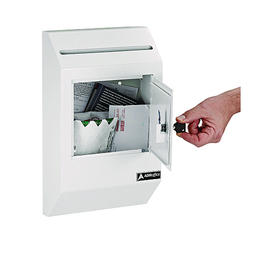AdirOffice Heavy-Duty Weatherproof Secured Secure Drop Box, 10 x 4 x 16.3, White (I63113WHI)