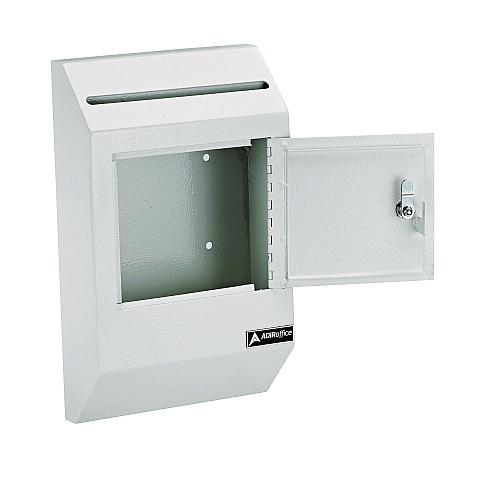 AdirOffice Heavy-Duty Weatherproof Secured Secure Drop Box, 10 x 4 x 16.3, White (I63113WHI)