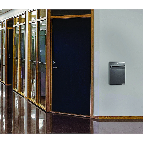 AdirOffice Large Wall Mounted Weatherproof Steel Secure Drop Box, 11 x 2.4 x 16, Black (I63114BLK)