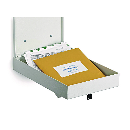 AdirOffice Large Wall Mounted Weatherproof Steel Secure Drop Box, 11 x 2.4 x 16, White (I63114WHI)