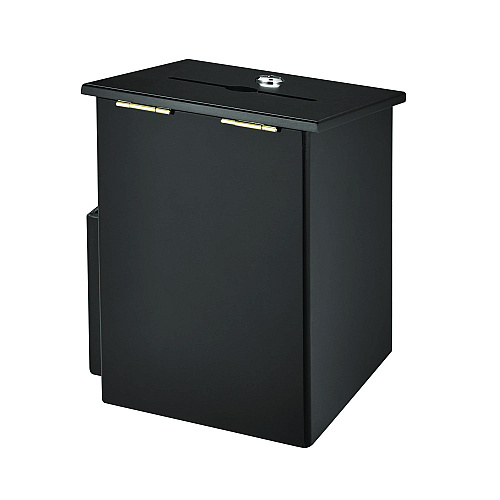 AdirOffice Squared Wood Locking Suggestion Box, 7.25 x 7.5 x 10, Medium Density Fiberboard, Black (I63201BLK)