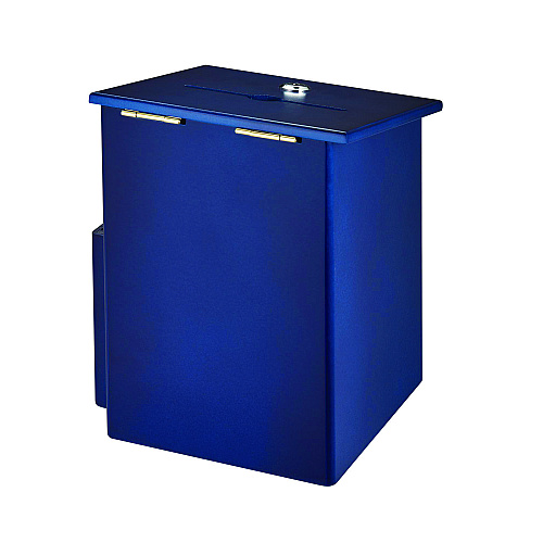 AdirOffice Squared Wood Locking Suggestion Box, 7.25 x 7.5 x 10, Medium Density Fiberboard, Blue (I63201BLU)