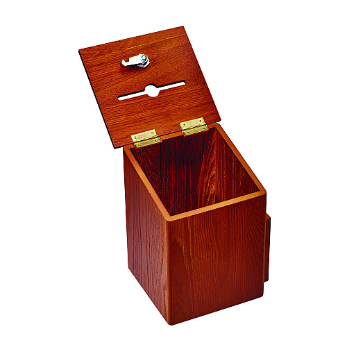 AdirOffice Squared Wood Locking Suggestion Box, 7.25 x 7.5 x 10, Medium Density Fiberboard, Medium Oak (I63201MEO)