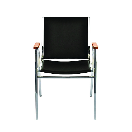 AdirOffice Vinyl Chrome Frame Stackable Office Chair, 16.5 x 22 x 32, Black Seat, Black Back, Chrome Base (I63802BK)