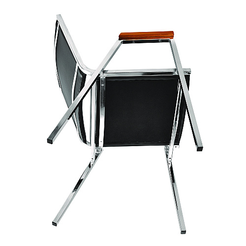 AdirOffice Vinyl Chrome Frame Stackable Office Chair, 16.5 x 22 x 32, Black Seat, Black Back, Chrome Base (I63802BK)