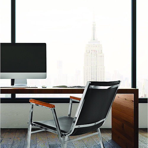 AdirOffice Vinyl Chrome Frame Stackable Office Chair, 16.5 x 22 x 32, Black Seat, Black Back, Chrome Base (I63802BK)