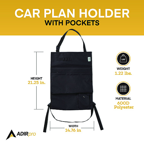 AdirOffice Blueprint Large Document Car Plan Holder with Pockets, 15 x 0.5 x 26.5, Blue (I642)