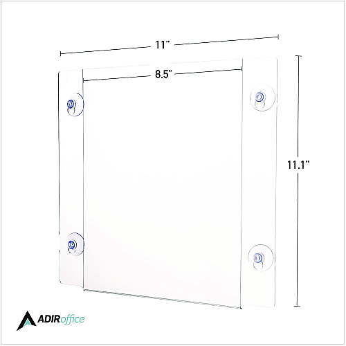 AdirOffice Clear Suction Acrylic Window Sign Holder, 8 x 11, Clear Frame, 6/Pack (I6398511WSH6)
