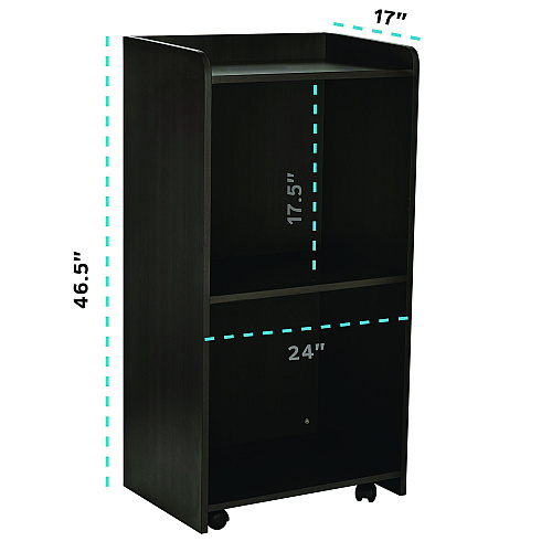 AdirOffice Wood Mobile Presentation Lectern Speaker Stand with Shelves, 22.44 x 16.53 x 45.98, Black (I66107BLK)