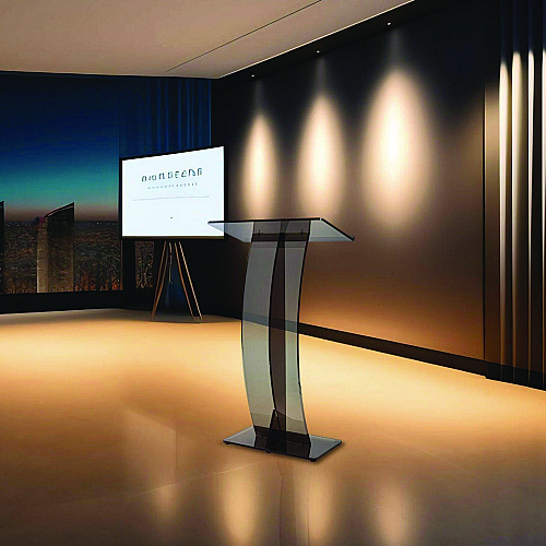 AdirOffice Acrylic Slanted Podium Lectern Speaker Stand, 26.75 x 12.5 x 47, Black (I66103BLK)