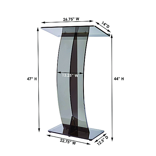 AdirOffice Acrylic Slanted Podium Lectern Speaker Stand, 26.75 x 12.5 x 47, Black (I66103BLK)