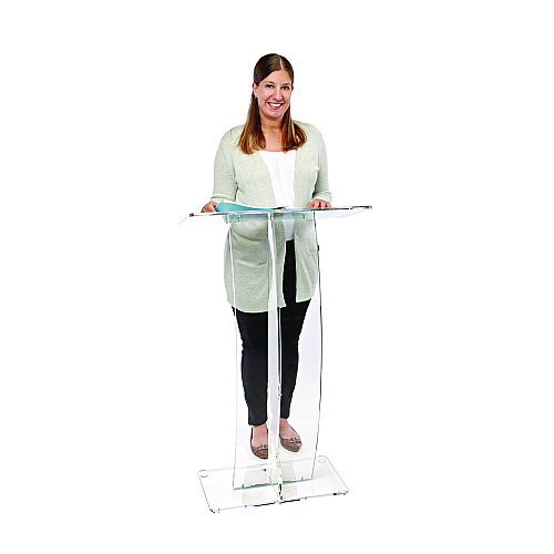 AdirOffice Acrylic Slanted Podium Lectern Speaker Stand, 26.75 x 12.5 x 47, Clear (I66103CLR)