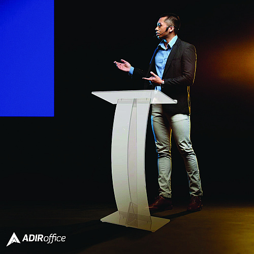 AdirOffice Acrylic Slanted Podium Lectern Speaker Stand, 26.75 x 12.5 x 47, Clear (I66103CLR)