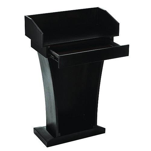 AdirOffice Wood Stand-Up Podium Lectern Speaker Stand with Drawer and Storage Area, 27.55 x 14 x 43.3, Black (I661012BLK)