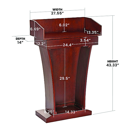 AdirOffice Wood Stand-Up Podium Lectern Speaker Stand with Drawer and Storage Area, 27.55 x 14 x 43.3, Cherry (I661012CH)