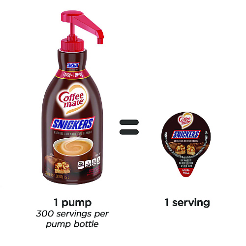 Coffee-mate Liquid Coffee Creamer, Snickers, 1.5 Liter Pump Bottle (97955EA)