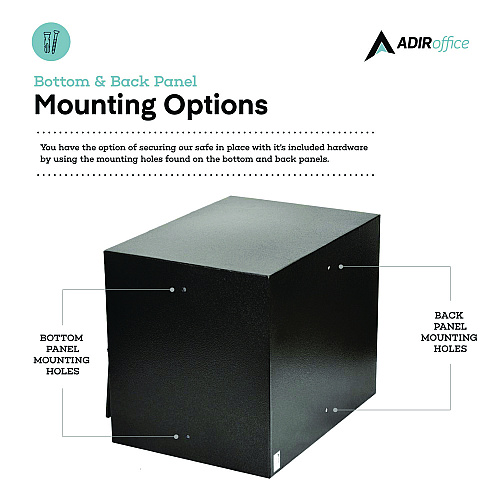 AdirOffice 1.1 cu ft Steel Digital Secure Money Deposit Safe with Digital keypad, 15.3 x 13.5 x 19, Black (I670200BLK)