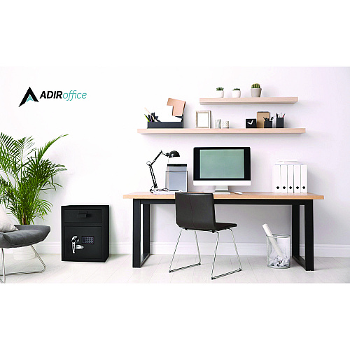 AdirOffice 1.1 cu ft Steel Digital Secure Money Deposit Safe with Digital keypad, 15.3 x 13.5 x 19, Black (I670200BLK)