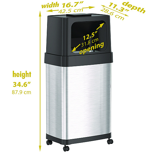 HLS Commercial Dual Push Door Trash Can, 18 gal, Stainless Steel, Silver/Black (HLS18DPO)