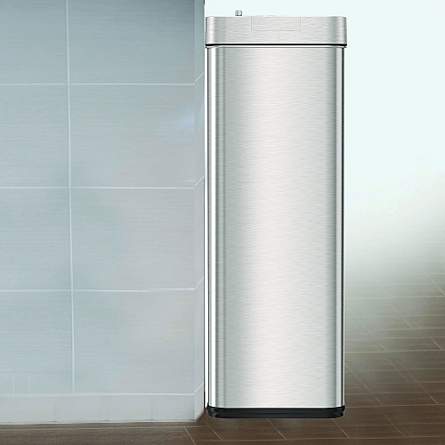 HLS Commercial Wings Lid Sensor Trash Can, 18 gal, Plastic/Stainless Steel, Silver (HLS18WRSL)