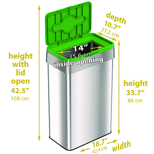 HLS Commercial Open Top Compost Bin with Color-Coded Lid, 21 gal, Plastic/Stainless Steel, Silver/Green (HLS21UOTCOP)