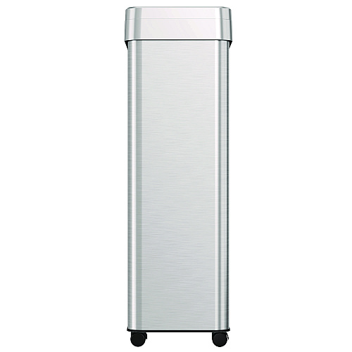 HLS Commercial Open Top Trash Can with Wheels, 21 gal, Plastic/Stainless Steel, Silver (HLS21UOTM)
