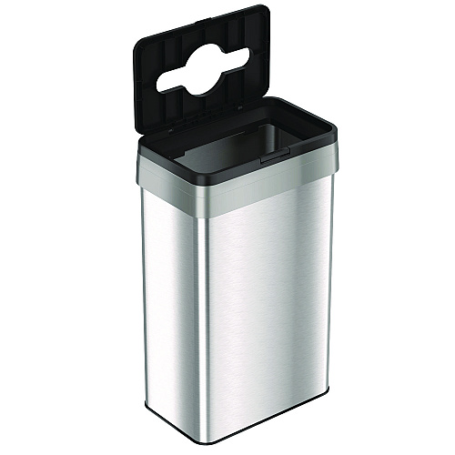 HLS Commercial Open Top Trash Can with Color-Coded Lid, 21 gal, Plastic/Stainless Steel, Silver/Black (HLS21UOTTRS)