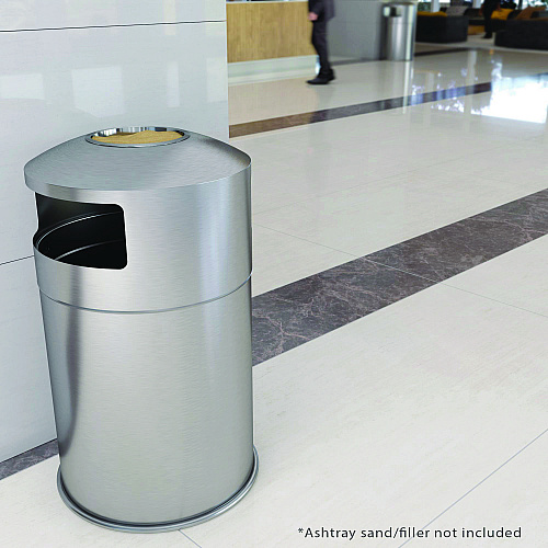 HLS Commercial Extra-Large Dual Side-Entry Trash Can, Indoor, 50 gal, Stainless Steel, Silver (HLS50DSI)
