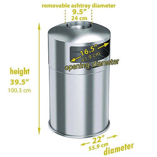 HLS Commercial Extra-Large Dual Side-Entry Trash Can, Indoor, 50 gal, Stainless Steel, Silver (HLS50DSI)