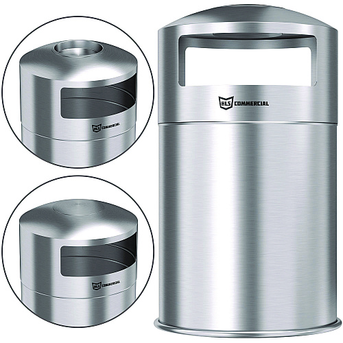 HLS Commercial Extra-Large Dual Side-Entry Trash Can, Indoor, 50 gal, Stainless Steel, Silver (HLS50DSI)