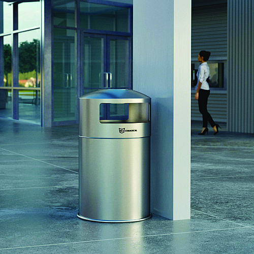 HLS Commercial Extra-Large Dual Side-Entry Trash Can, Outdoor, 50 gal, Stainless Steel, Silver (HLS50DSO)