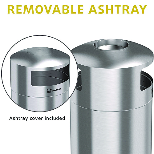 HLS Commercial Extra-Large Dual Side-Entry Trash Can, Outdoor, 50 gal, Stainless Steel, Silver (HLS50DSO)