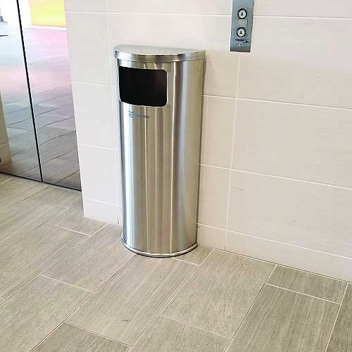 HLS Commercial Side-Entry Trash Can with Wall Mount, 9 gal, Stainless Steel, Silver (HLSC01G09A)