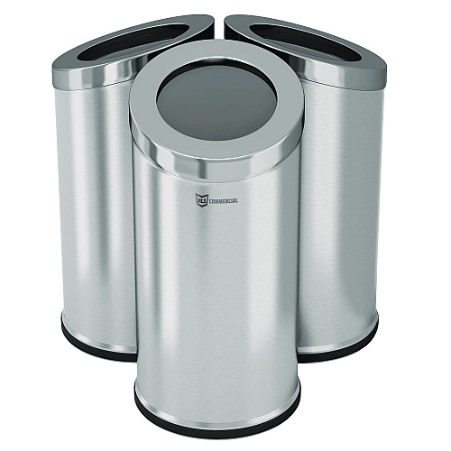 HLS Commercial Beveled Open Top Trash Can, 15 gal, Stainless Steel, Silver (HLSC04G15A)
