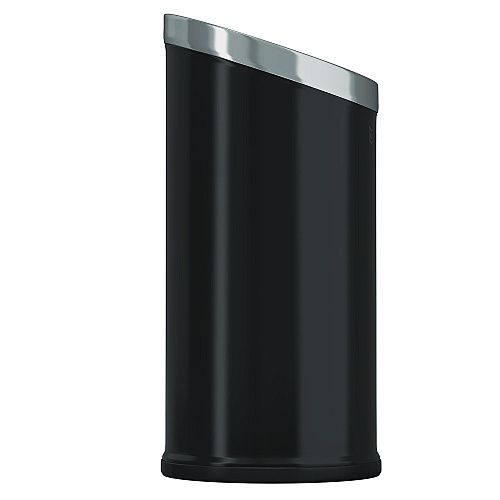 HLS Commercial Beveled Open Top Trash Can, 15 gal, Stainless Steel, Black (HLSC04G15B)
