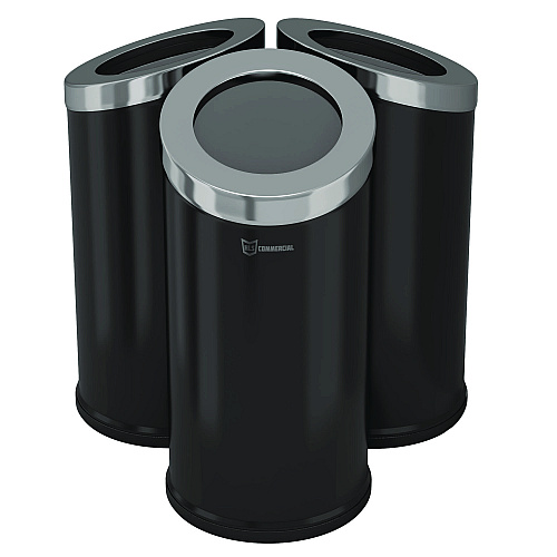 HLS Commercial Beveled Open Top Trash Can, 15 gal, Stainless Steel, Black (HLSC04G15B)