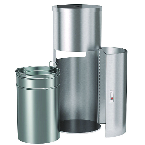 HLS Commercial Side-Entry Trash Can with Gym Wipe Dispenser, 9 gal, Stainless Steel, Silver (HLSC09WSR)