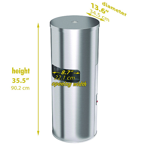 HLS Commercial Side-Entry Trash Can with Gym Wipe Dispenser, 9 gal, Stainless Steel, Silver (HLSC09WSR)