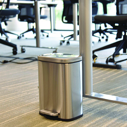 HLS Commercial Step Pedal Trash Can, 1.3 gal, Plastic/Stainless Steel, Silver (HLSS01R)