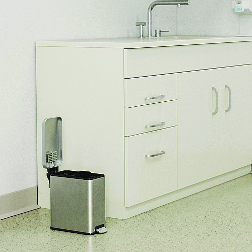 HLS Commercial Step Pedal Trash Can, 3 gal, Plastic/Stainless Steel, Silver (HLSS03R)