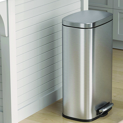 HLS Commercial Step Pedal Trash Can, 8 gal, Plastic/Stainless Steel, Silver (HLSS08R)
