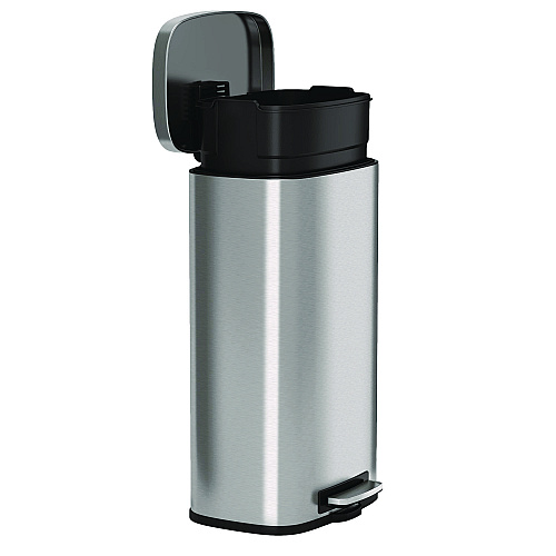 HLS Commercial Step Pedal Trash Can, 8 gal, Plastic/Stainless Steel, Silver (HLSS08R)