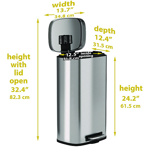 HLS Commercial Step Pedal Trash Can, 8 gal, Plastic/Stainless Steel, Silver (HLSS08R)
