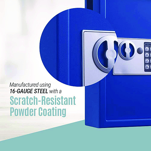 AdirOffice Steel Digital Lock Key Cabinet, 40-Key, 13 x 4 x 14.3, Stainless Steel 304, Blue (I68040BLU)