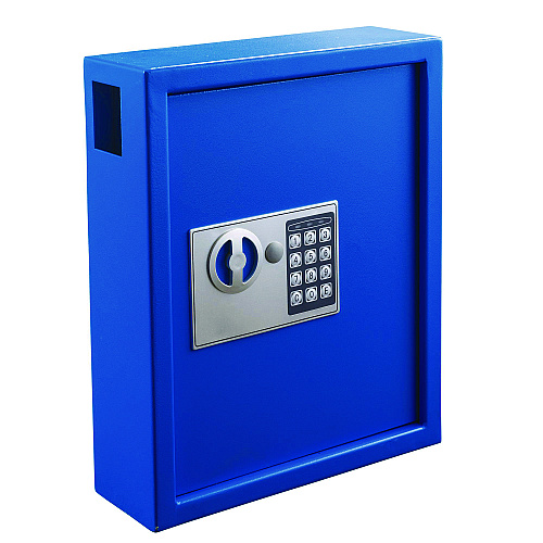AdirOffice Steel Digital Lock Key Cabinet, 40-Key, 13 x 4 x 14.3, Stainless Steel 304, Blue (I68040BLU)